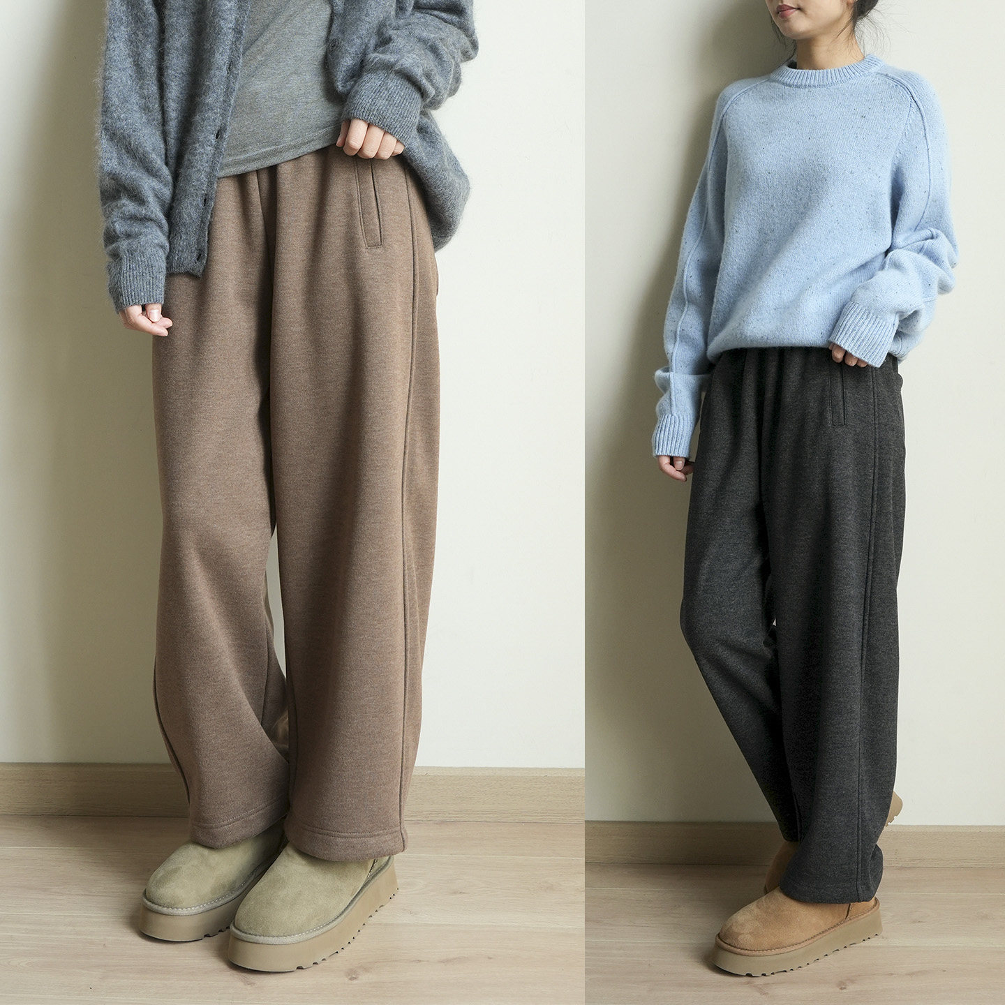 含绵羊毛复合一体绒保暖阔腿裤