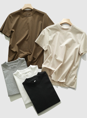 85998 后中缝短袖 女士圆领基础款T恤衫纯色美人T 短上衣 春夏新