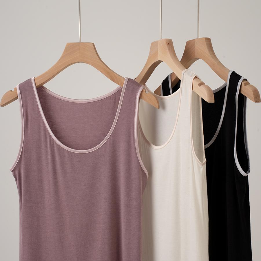 女士背心大圆领绢丝莫代尔