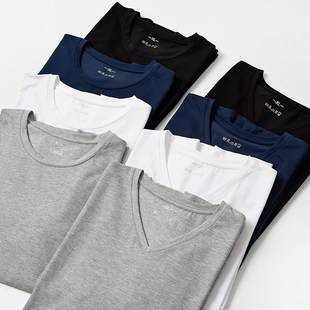 特 圆领和V领 男士舒适弹力纯色T恤 短袖薄款上衣 送老公老爸