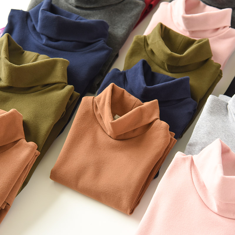 55240 清库 儿童纯棉磨毛高领T恤 男女童柔软厚实打底衫