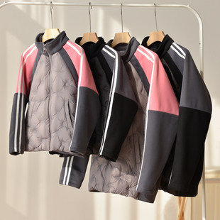 特 中大童90白鸭绒 儿童拼接保暖棉服 棉袄羽绒服 男女童校园外套