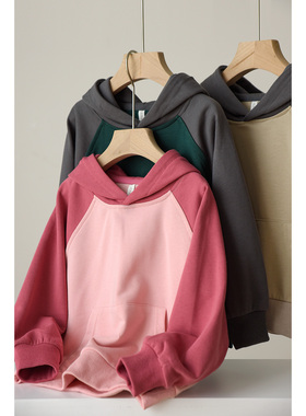 22072清库 儿童连帽插肩袖卫衣 男女童毛圈运动上衣 中大童