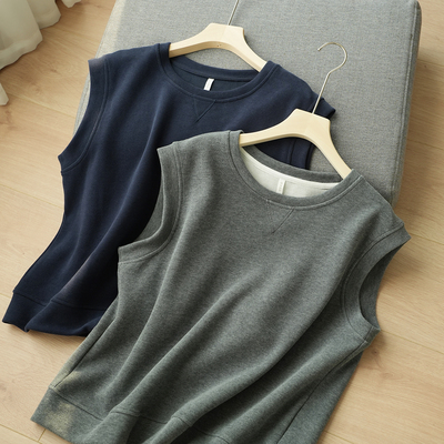 叠穿圆领马甲纯色无袖坎肩