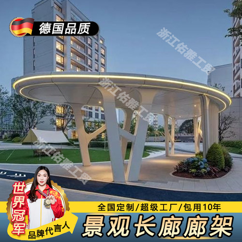 异形钢结构长廊城市户外铁艺古建葡萄架景观廊架园林凉亭轻钢现代