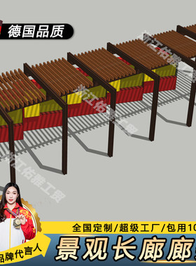 户外景观廊架别墅不锈钢铁艺长廊户外广场可定制庭院凉亭文化长廊
