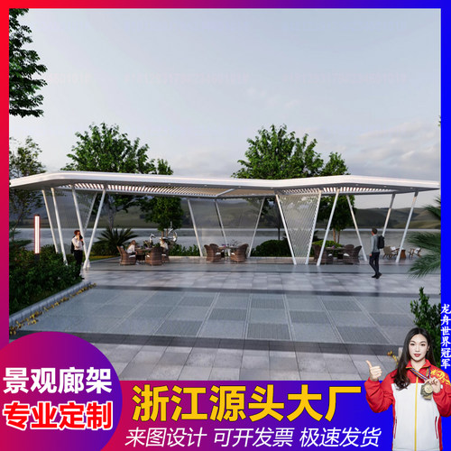 铝合金景观廊架户外异形钢结构凉亭公园现代长廊不锈钢景观亭定制