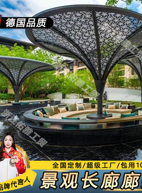 定制不锈钢廊架户外内庭院大型金属异型廊架公园小区城市景观廊架