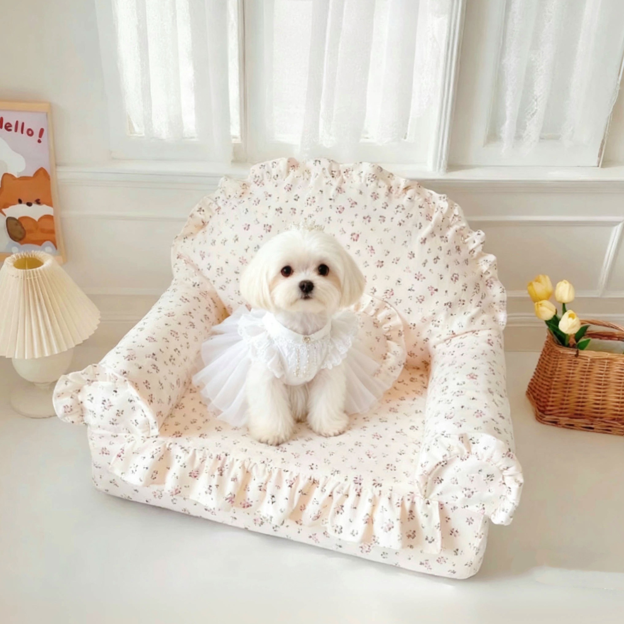 Totopets宠物手工法式复古碎花宠物兔沙发狗窝猫窝四季通用可拆洗