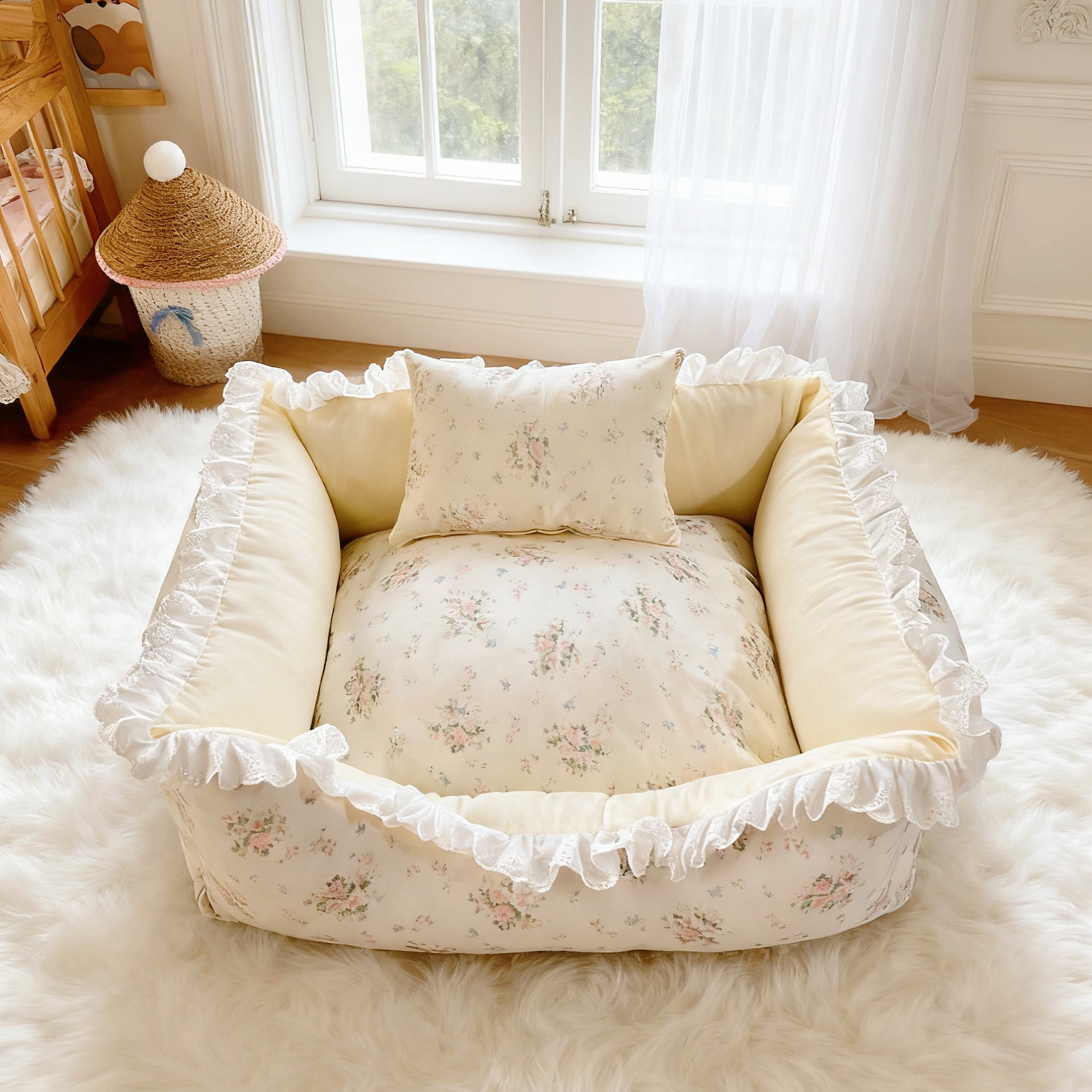 Totopets手工定制法式气质碎花宠物窝猫窝狗狗沙发床比熊小型犬窝