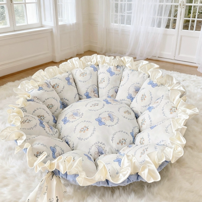 Totopets手工定制甜美蕾丝抽绳宠物南瓜窝猫咪狗窝趴趴窝四季通用