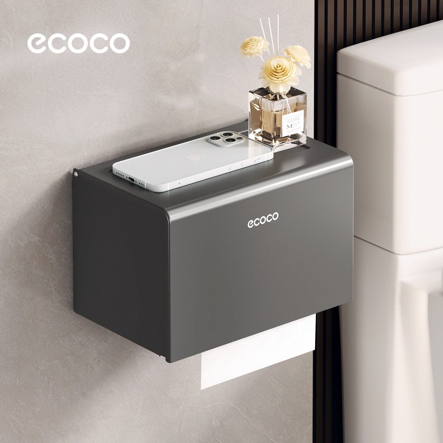 ecoco卫生间厕纸盒浴室纸巾盒2025新款卫生纸置物架厕所放置抽纸