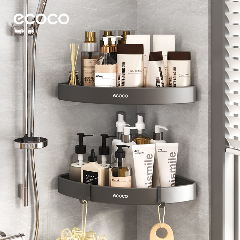 ecoco卫生间置物架免打孔浴室沐浴露转角淋浴洗手间厕所三角架子