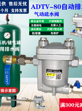 自动排水器ADTV-80 空压机储气罐 气动式疏水阀 抗堵免维护放水阀