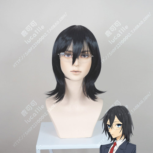 堀与宫村 宫村伊澄 黑色万用cos假发男款及肩发动漫cosplay假发