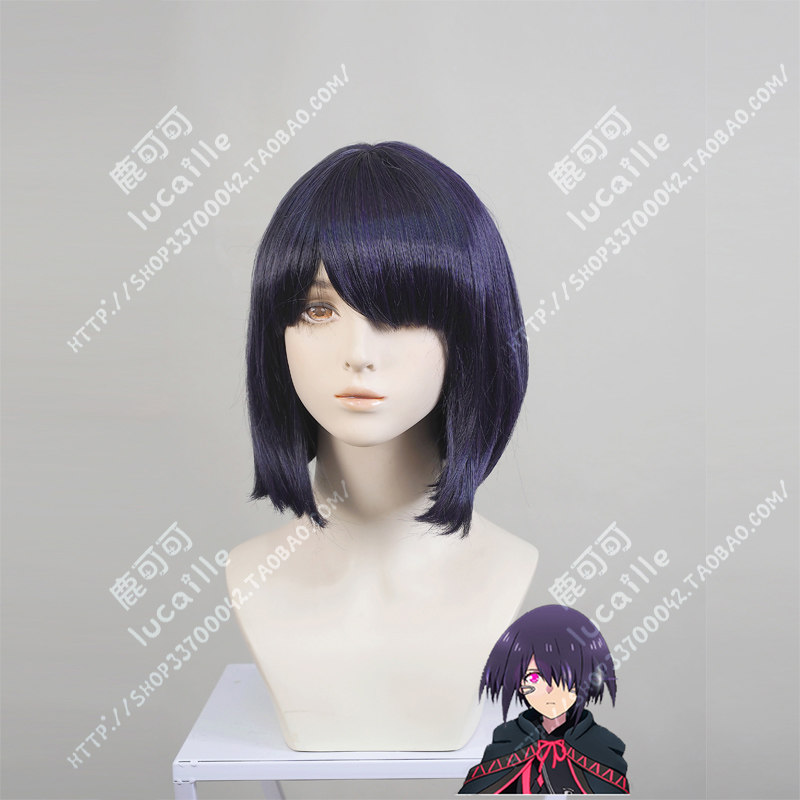 绯红结系 鸫娜札 墨紫色加厚bobo头万用cos假发全头套cosplay游戏
