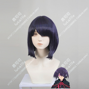 绯红结系 鸫娜札 墨紫色加厚bobo头万用cos假发全头套cosplay游戏