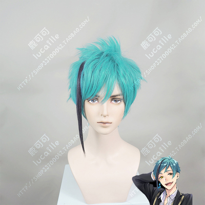 迪士尼扭曲仙境万用cos假发蓝绿Floyd小美人鱼双子男短发配接发片