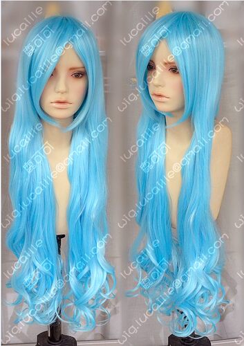 海贼王薇薇公主钻石裂痕雪露水蓝90cm水纹卷女仆cosplay假发