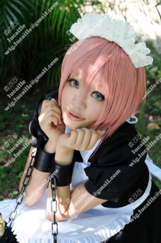 热销！妖精的尾巴芭露歌烟粉色鬓角加长高温丝cosplay假发
