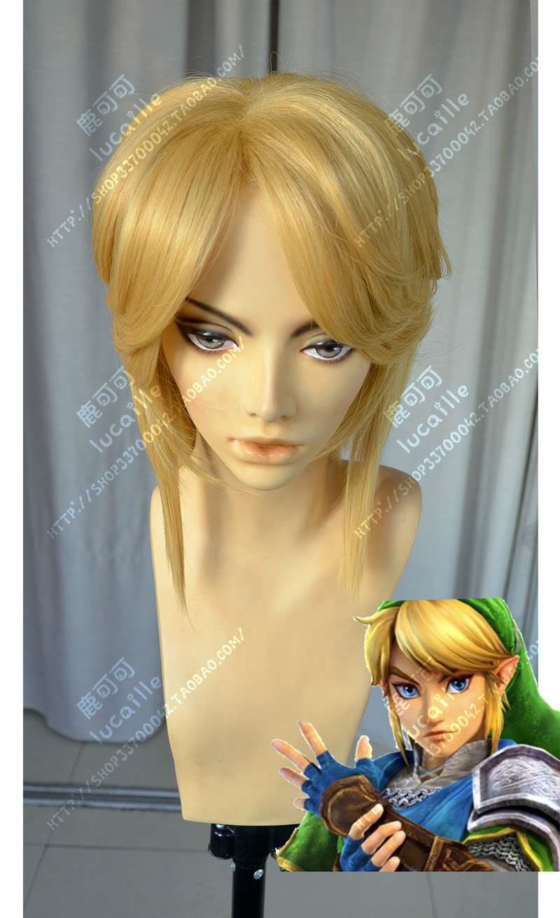 塞尔达传说 勇者林克Link 金色鬓角加长短发 动漫游戏cosplay假发