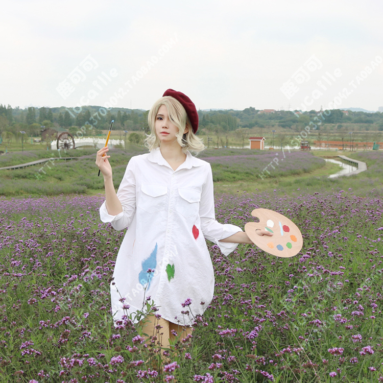 法叔国拟人APH 新版法国弗朗西斯中分微卷cosplay男款万用cos假发