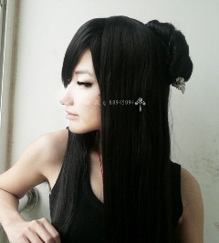 武者小路祝阴阳师妖刀姬黑色150cm长直发顺古装cos女cosplay假发