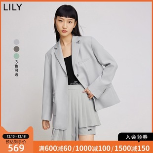 LILY2022春新款 日本进口东丽纱抗皱易打理华尔兹不对称西装 女装