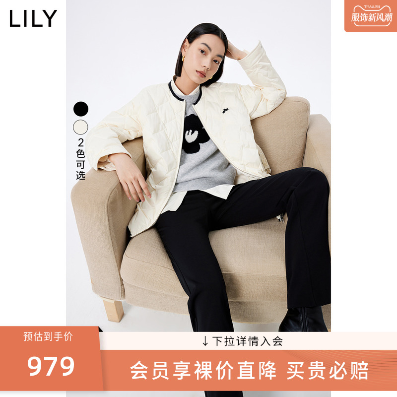 LILY2023冬新款女装鹅绒时尚通勤保暖羽绒服外套休闲小个子女外搭