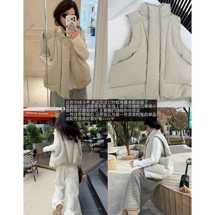 【香草蛋糕】磨毛面料切割感羽绒马甲 自留自留羽绒服冬季女款