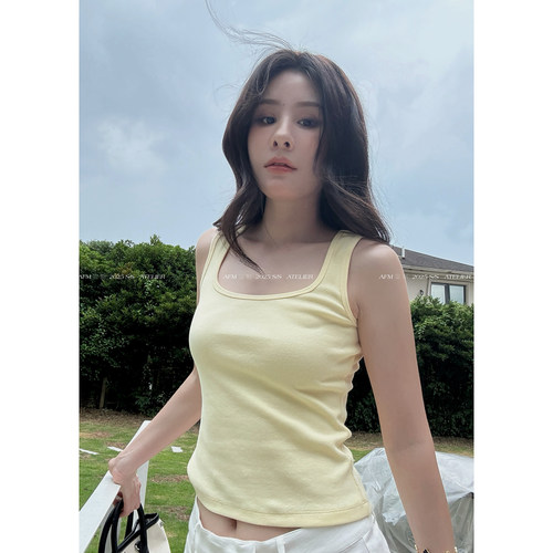 松弛自在罗纹工字弹力修身背心