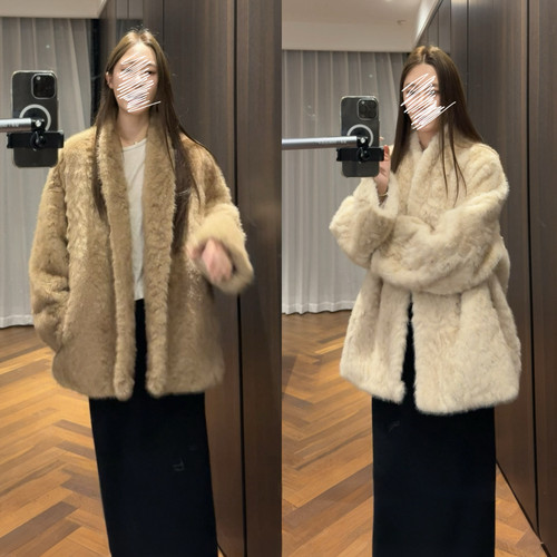 环保皮草中长款双色带内衬