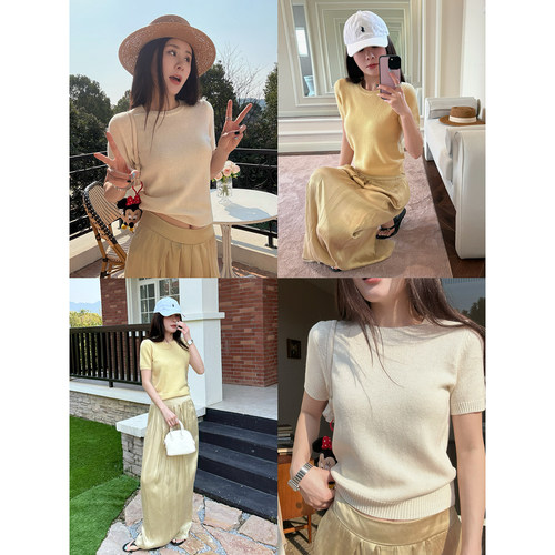 显瘦实用好穿的正肩针织短袖