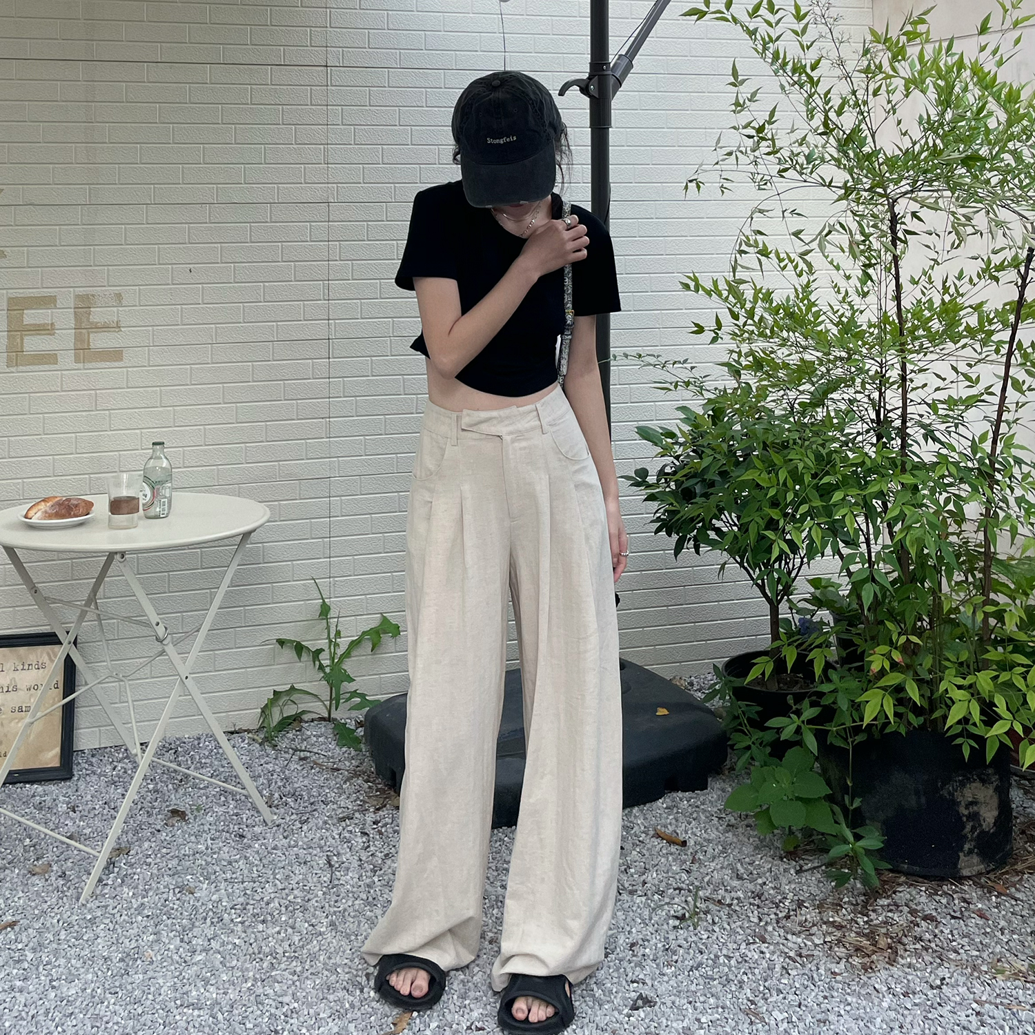 非常舒服好穿显腿长的亚麻裤休闲裤女薄款阔腿裤小个子裤子慵懒风