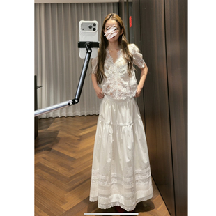 AFM定制 白色半裙 清纯小白花 长款