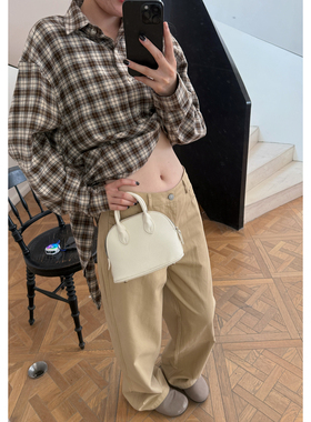 人鱼 经典百搭四季休闲卡其直筒长裤拖地裤美式高街裤子AFM定制