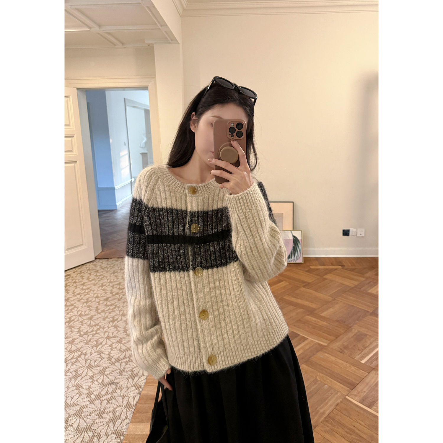 Chl0e超厚实羊驼毛开衫