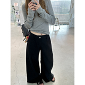 神裤 休闲拖地裤 阔腿裤 AFM定制 女黑色西装 裤 子长裤 垂坠感高级感
