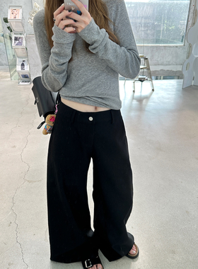 AFM定制 神裤 阔腿裤女黑色西装裤休闲拖地裤子长裤垂坠感高级感