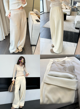 奥利绒复合直筒卫裤冬季慵懒宽松显瘦保暖加绒加厚休闲长裤AFM