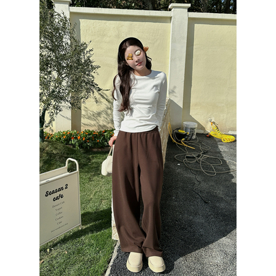 高腰通勤亲肤长裤奶牛绒卫裤