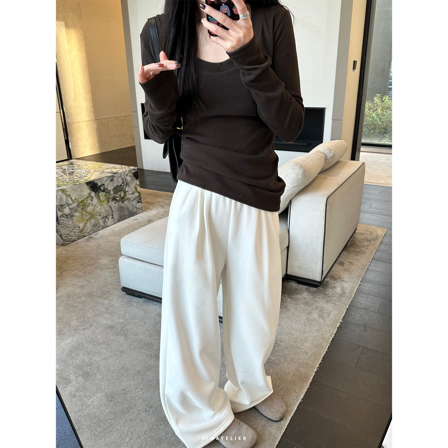 必囤囤囤系列U领软糯保温坑条磨