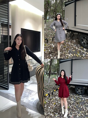 Miu系小个子针织气质连衣裙