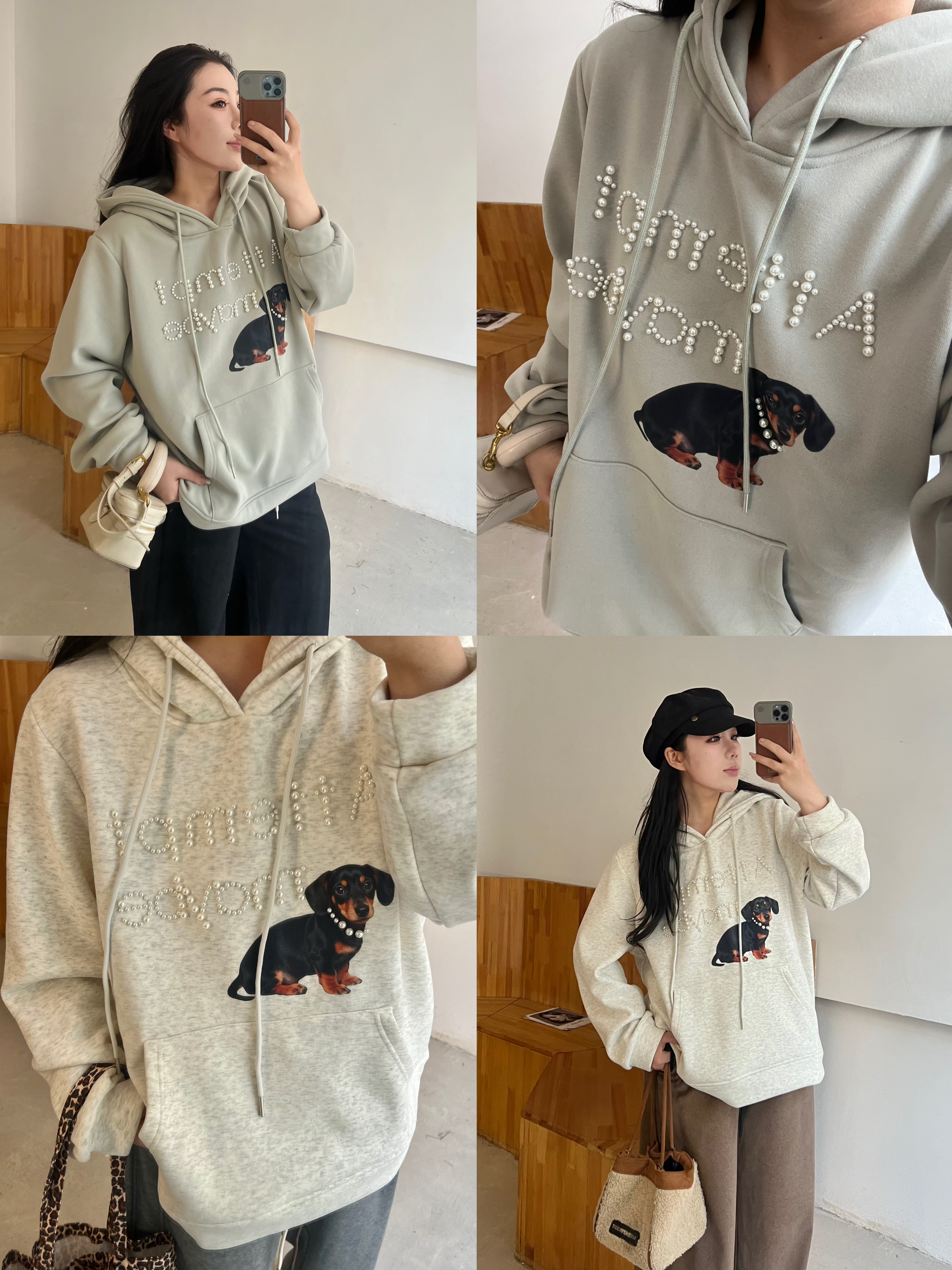 肉卷家微胖大码女重工高克重加绒钉珠卡通胖mm连帽200斤卫衣上衣