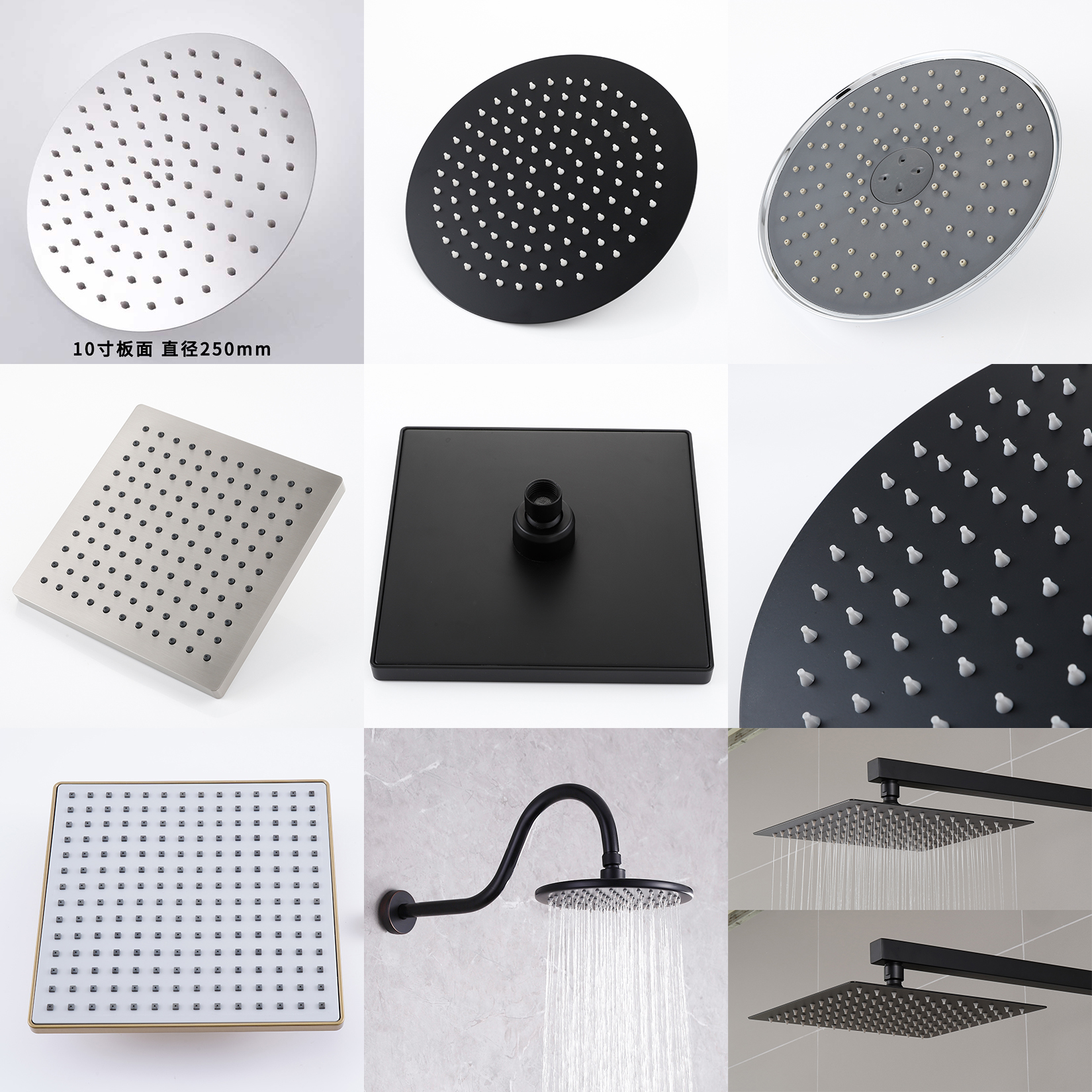 外贸清货顶喷淋浴浴室雨淋花洒头莲蓬头单头澡堂圆形四方花洒