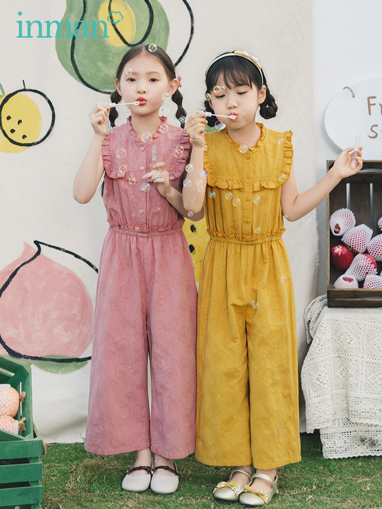Inman children's clothing girls jumpsuit 2022 summer new medium and large children's little girl sleeveless loose jumpsuit trousers