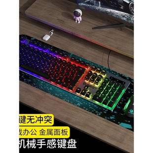 电竞办公台式 双飞蛇机械手感键盘有线游戏鼠标套装 电脑键鼠USB外