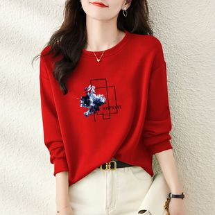 马年本命年新春卫衣女装洋气加绒加厚保暖纯棉上衣正肩设计感外套