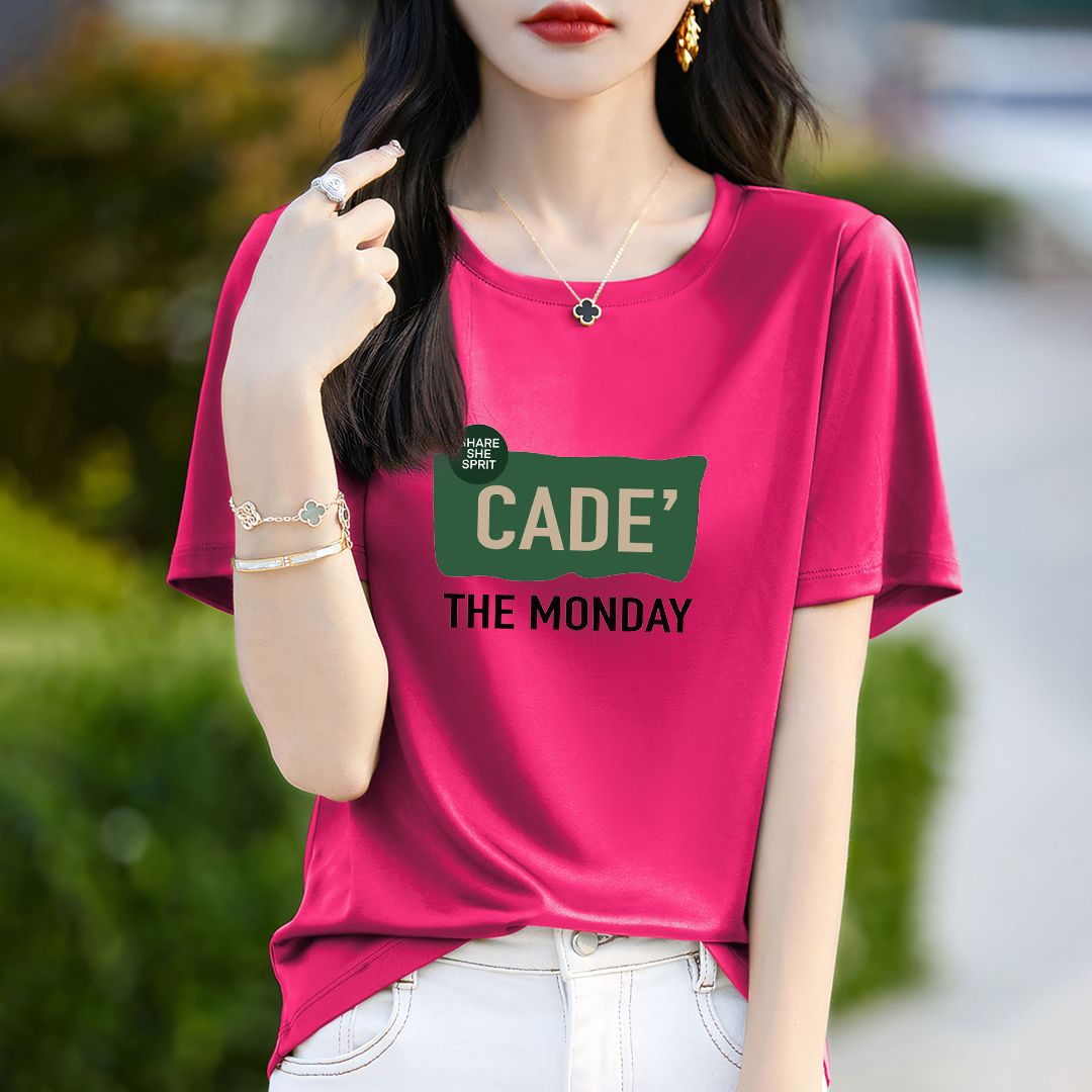 品牌折扣纯棉时尚印花简约短袖女