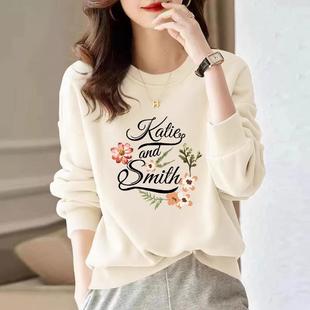 广州十三行纯棉卫衣女小众设计感印花潮牌时尚内搭加绒加厚上衣衫